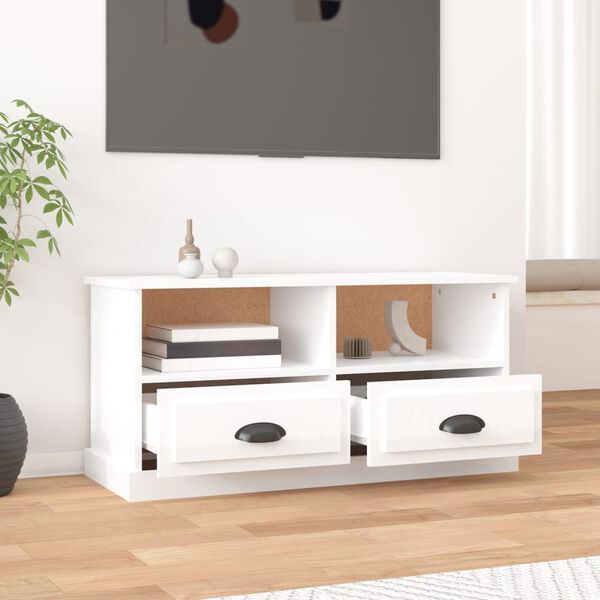 vidaXL TV Cabinet High Gloss White 93x35.5x45 cm Engineered Wood