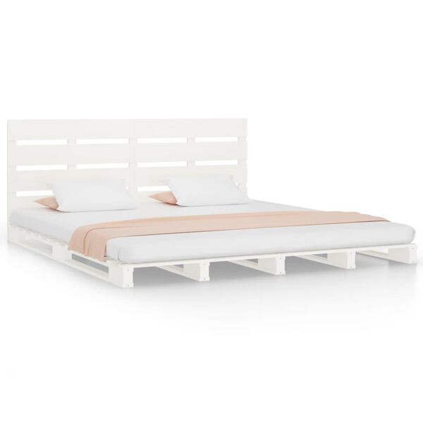 vidaXL Bed Frame without Mattress White Solid Wood Pine Small Double