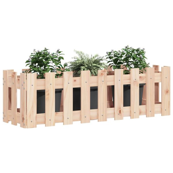 vidaXL Garden Raised Bed with Fence Design 100x30x30 cm Solid Wood Pine