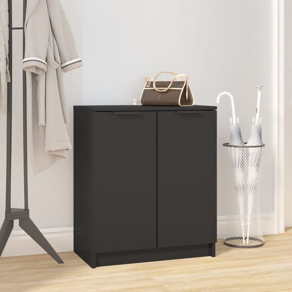 vidaXL Shoe Cabinet Black 59x35x70 cm Engineered Wood