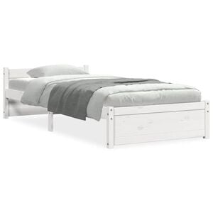 vidaXL Bed Frame without Mattress White Solid Wood 90x190 cm Single