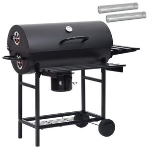 vidaXL Barrel Grill with Wheels and Shelves 3 pcs 115 x 85 x 95 cm