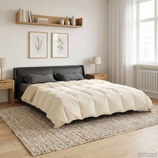 vidaXL Full Year Duvet Quilted Cream 220 x 240 cm Microfiber