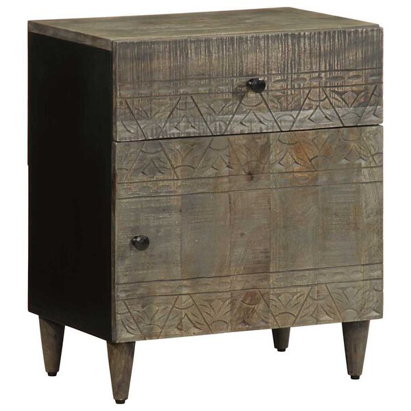 vidaXL Bedside Cabinet Light Grey 50x33x60 cm Solid Wood Mango