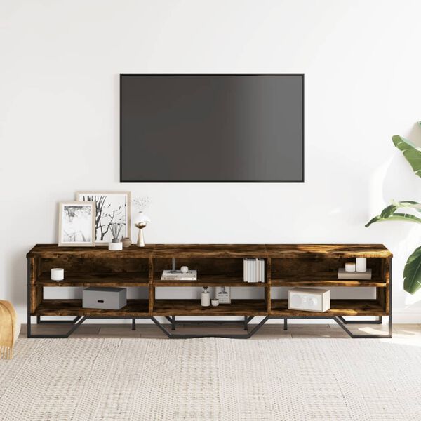 vidaXL TV Cabinet Smoked Oak 180x34x41 cm Engineered Wood