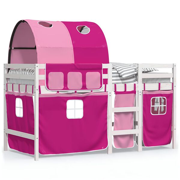 vidaXL Kids' Loft Bed with Tunnel without Mattress Pink 90x190 cm Single
