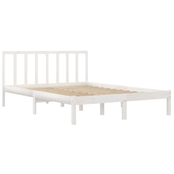 vidaXL Bed Frame without Mattress White Solid Wood Pine 120x190 cm Small Double