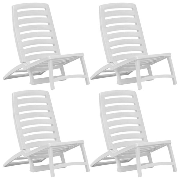 vidaXL Kids' Folding Beach Chair 4 pcs Plastic White