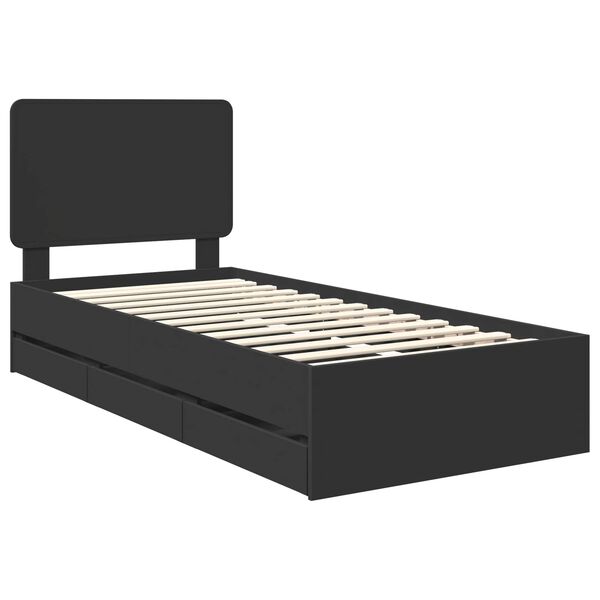 vidaXL Bed Frame with Drawer Black 90 x 200 cm Engineer Wood