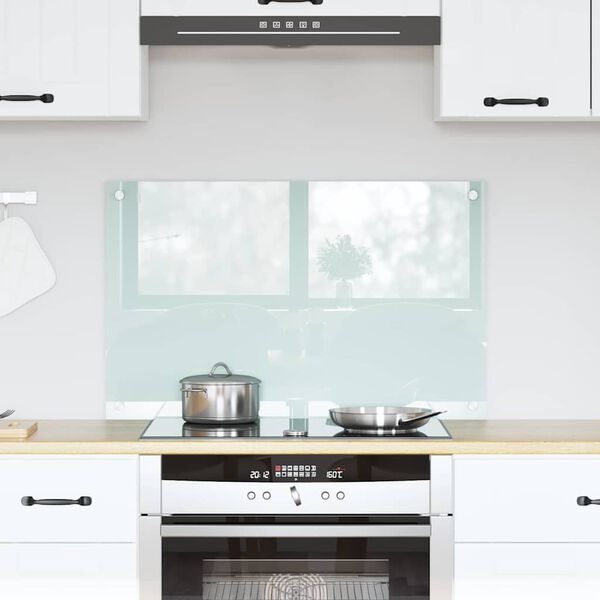 vidaXL Kitchen Backsplash White 80 x 50 cm Tempered Glass