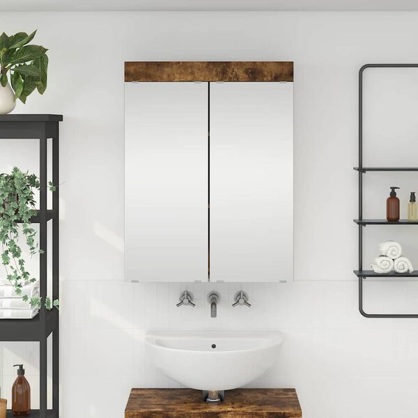 vidaXL Bathroom Mirror Cabinet TULUM Smoked Oak 60 x 16.5 x 78 cm