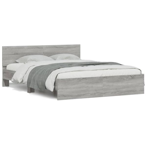 vidaXL Bed Frame without Mattress Grey Sonoma 140x190 cm