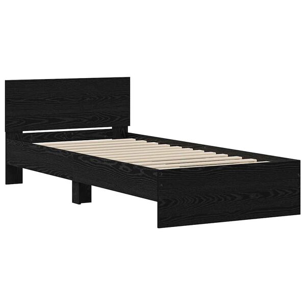vidaXL Bed Frame with Headboard Black Oak 90 x 200 cm Engineered Wood