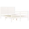 vidaXL Bed Frame without Mattress White Double Solid Wood