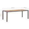 vidaXL Garden Table Grey 190x90x75 cm Poly Rattan and Solid Acacia Wood