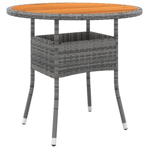 vidaXL Garden Table &Oslash;80x75 cm Acacia Wood and Poly Rattan Grey