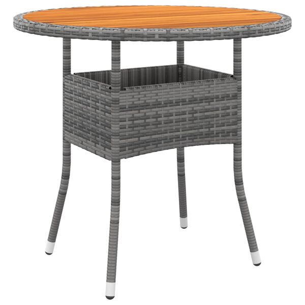 vidaXL Garden Table Ø80x75 cm Acacia Wood and Poly Rattan Grey
