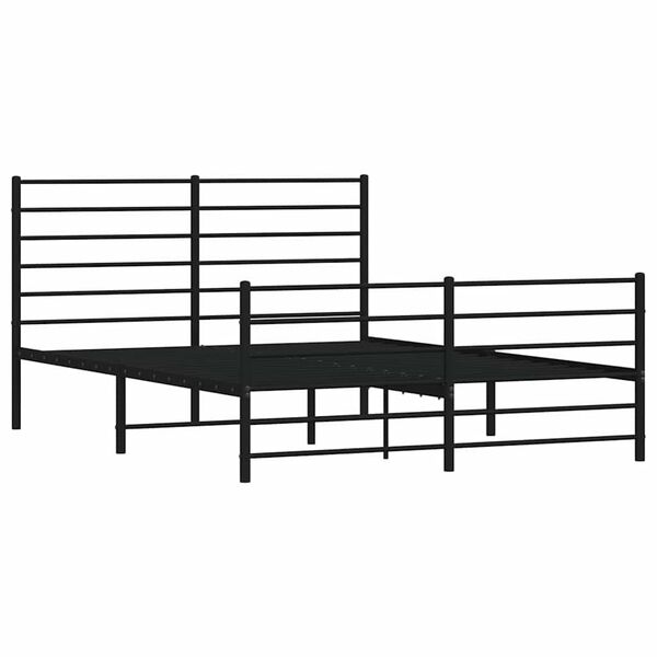vidaXL Metal Bed Frame without Mattress with Footboard Black 140x200cm