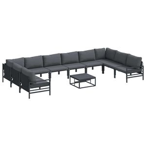 vidaXL Garden Sofa Set 11 pcs Black Steel