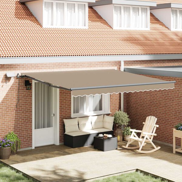vidaXL Retractable Awning Manual Beige 400 x 300 cm Fabric