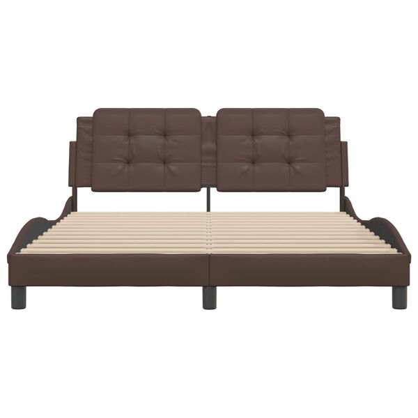 vidaXL Bed Frame without Mattress "Zadar" Brown 160x200 cm Faux Leather