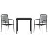 vidaXL Garden Dining Set 3 pcs Black Cotton rope and steel