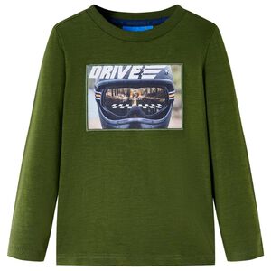 vidaXL Kids' T-shirt with Long Sleeves Dark Khaki 104