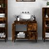 vidaXL Bathroom Cabinet Smoked Oak 65x33x60 cm Engineered Wood