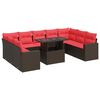 vidaXL 10 Piece Garden Sofa Set with Cushions Brown Poly Rattan Acacia