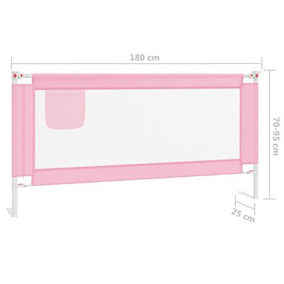 vidaXL Toddler Safety Bed Rail Pink 180x25 cm Fabric