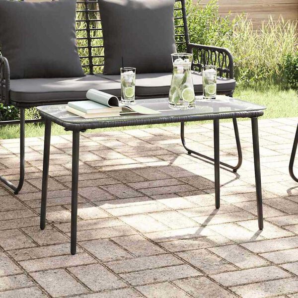 vidaXL Garden Table Black 80 x 40 x 45.5 cm Poly rattan