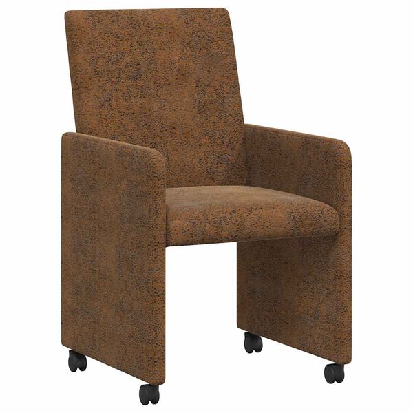 vidaXL Dining Chairs with Wheels 2 pcs Brown 57 x 66 x 94 cm