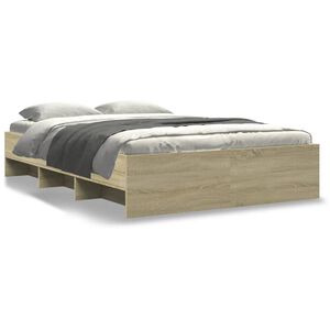 vidaXL Bed Frame without Mattress Sonoma Oak 140x190 cm Engineered Wood