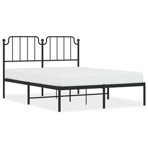 vidaXL Metal Bed Frame without Mattress with Headboard Black 140x190cm