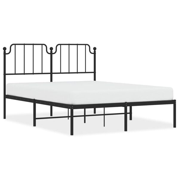 vidaXL Metal Bed Frame without Mattress with Headboard Black 140x190cm
