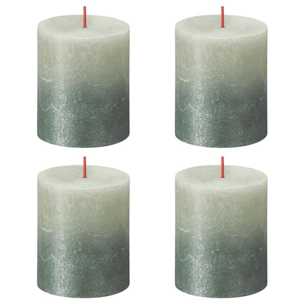 Bolsius Rustic Pillar Candles Sunset 4 pcs 80x68 mm Foggy Green and Oxide Blue