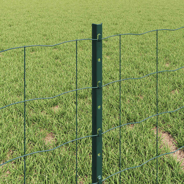 vidaXL Fence with Post Green 0.4 x 25 m Steel and PVC