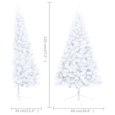 vidaXL Artificial Half Christmas Tree with Stand White 120 cm PVC