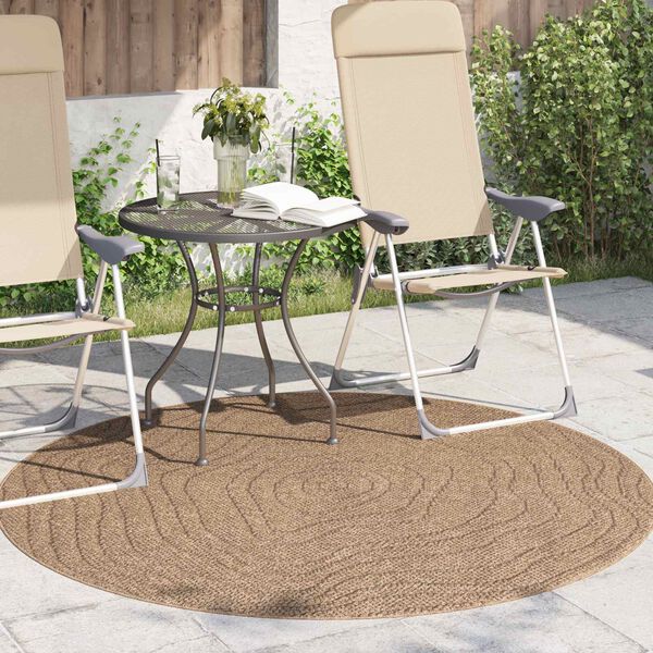 vidaXL Area Rugs Round Moire HUARTE Natural &Oslash; 200 CM Polyester