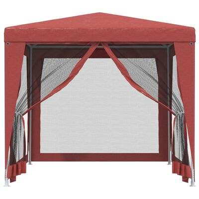 vidaXL Party Tent with 4 Mesh Sidewalls Red 2.5x2.5 m HDPE