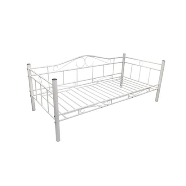 vidaXL DayBed Frame without Mattress White Metal 90x200 cm