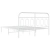 vidaXL Metal Bed Frame without Mattress with Headboard White 140x190cm