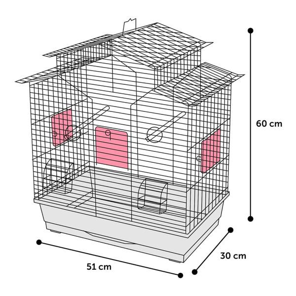 FLAMINGO Parakeet Cage Numfor 1 51x30x60 cm Metallic Blue