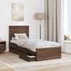 vidaXL Bed Frame with Drawer Brown Oak 75 x 190 cm Engineer Wood