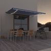 vidaXL Manual Retractable Awning with LED 500x350 cm Blue and White