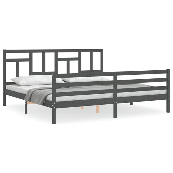 vidaXL Bed Frame without Mattress Grey 200x200 cm Solid Wood