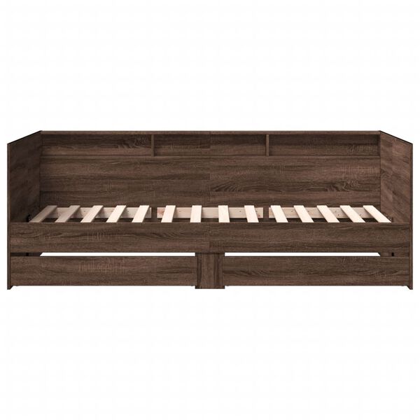 vidaXL Daybed with Drawers without Mattress Brown Oak 90x200 cm
