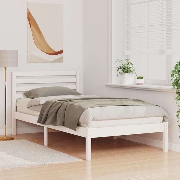 vidaXL Bed Frame with Headboard White 80 x 200 cm Solid Pine Wood