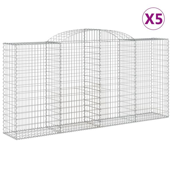 vidaXL Arched Gabion Baskets 5 pcs 300x50x140/160 cm Galvanised Iron