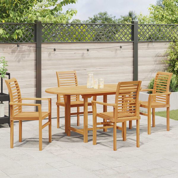 vidaXL Garden Dining Set 5 pcs Brown Solid Teak wood